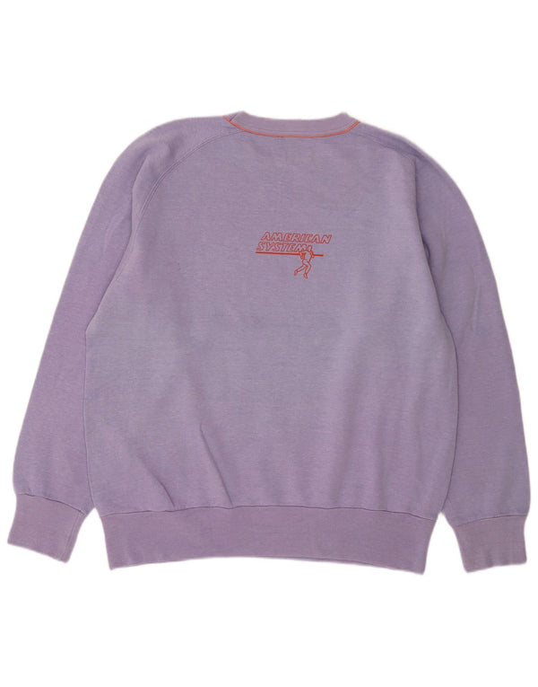 Vintage mujer sudadera gráfica Jumper UK 18 XL Púrpura