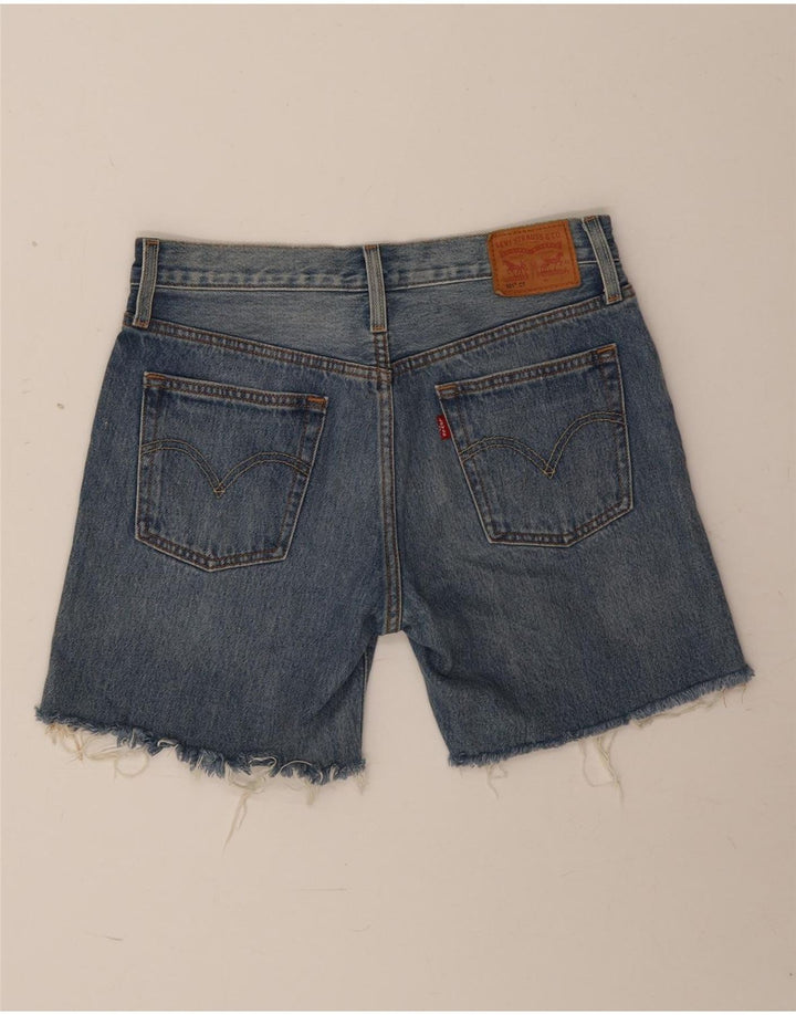 LEVI'S Mujer 501 Shorts De Mezclilla W26 Pequeño Algodón Con Manchas Azules