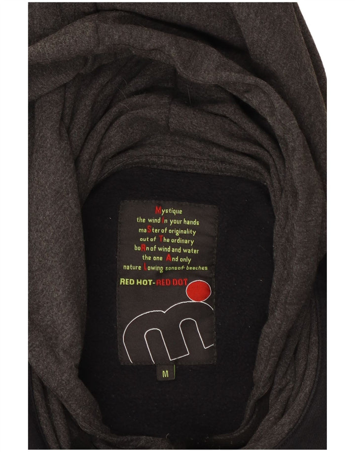 MISTRAL Suéter con capucha y cremallera gráfica para hombre, tamaño mediano, negro