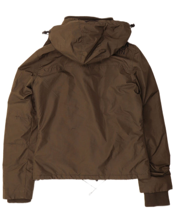 Superdry Chaqueta cortavientos con capucha para mujer UK 8 Small Caqui Poliéster