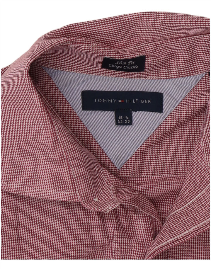 Tommy Hilfiger Camisa Slim Fit para Hombre Talla 15 1/2 Mediana Cuadros Rojos