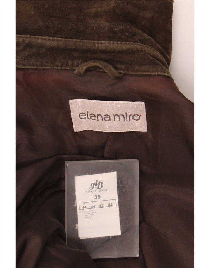 ELENA MIRO Chaqueta de ante extragrande para mujer Reino Unido 14 Cuero marrón grande
