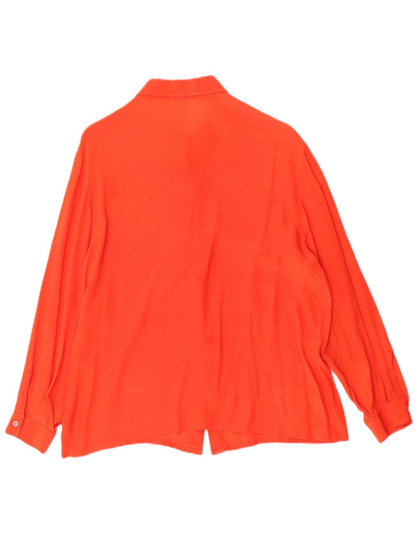 Vintage mujer camisa de gran tamaño blusa IT 50 XL naranja floral seda