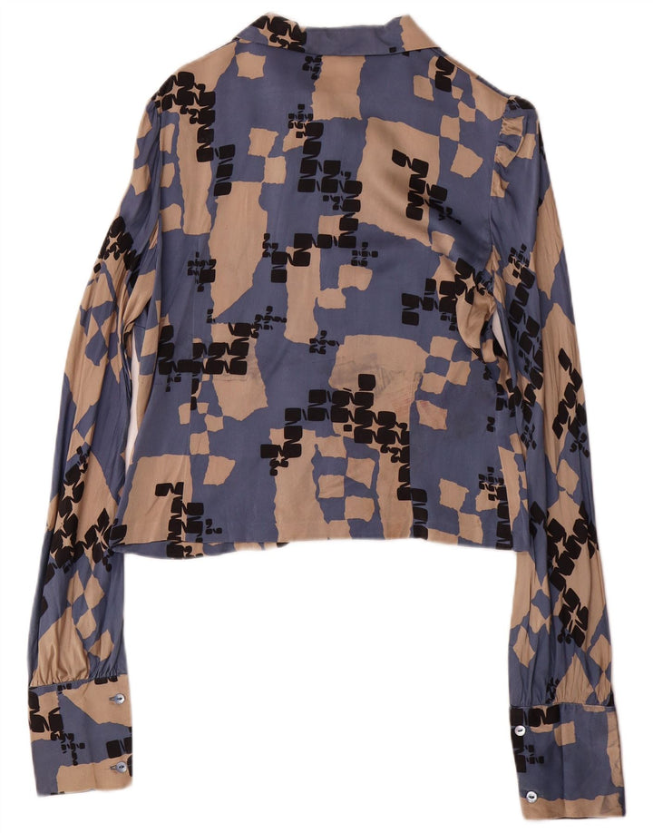 LES COPAINS Conjunto de falda de 2 piezas para mujer IT 42 Medium W28 Seda geométrica azul