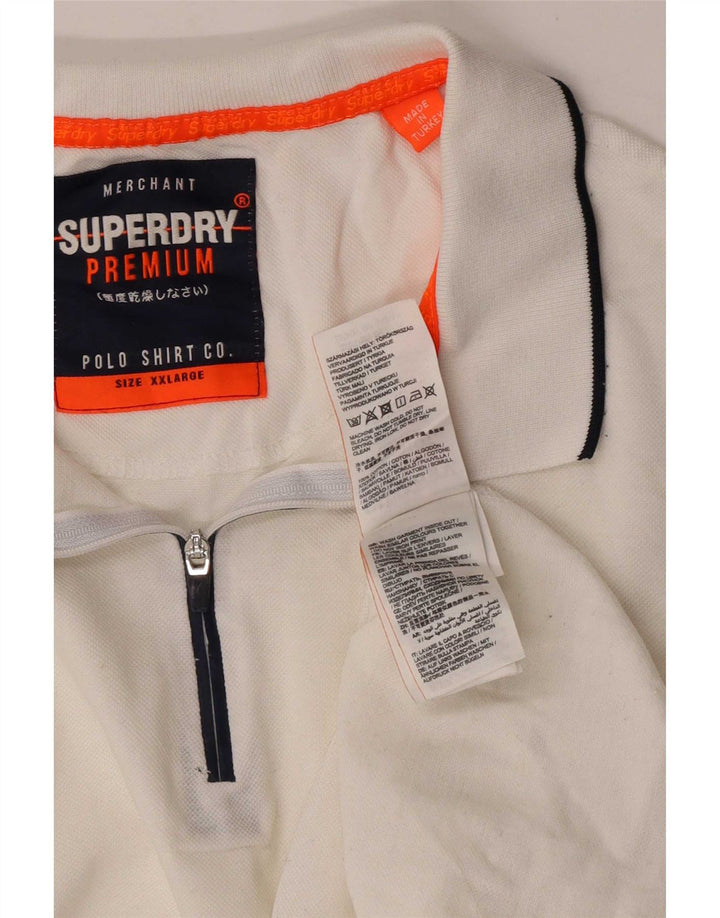 Superdry Polo para hombre 2XL Algodón a rayas blancas