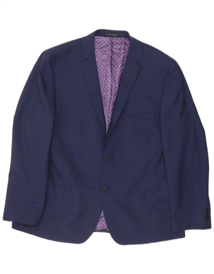 Ted Baker Chaqueta tipo blazer de 2 botones para hombre UK 46 3XL Lana azul marino
