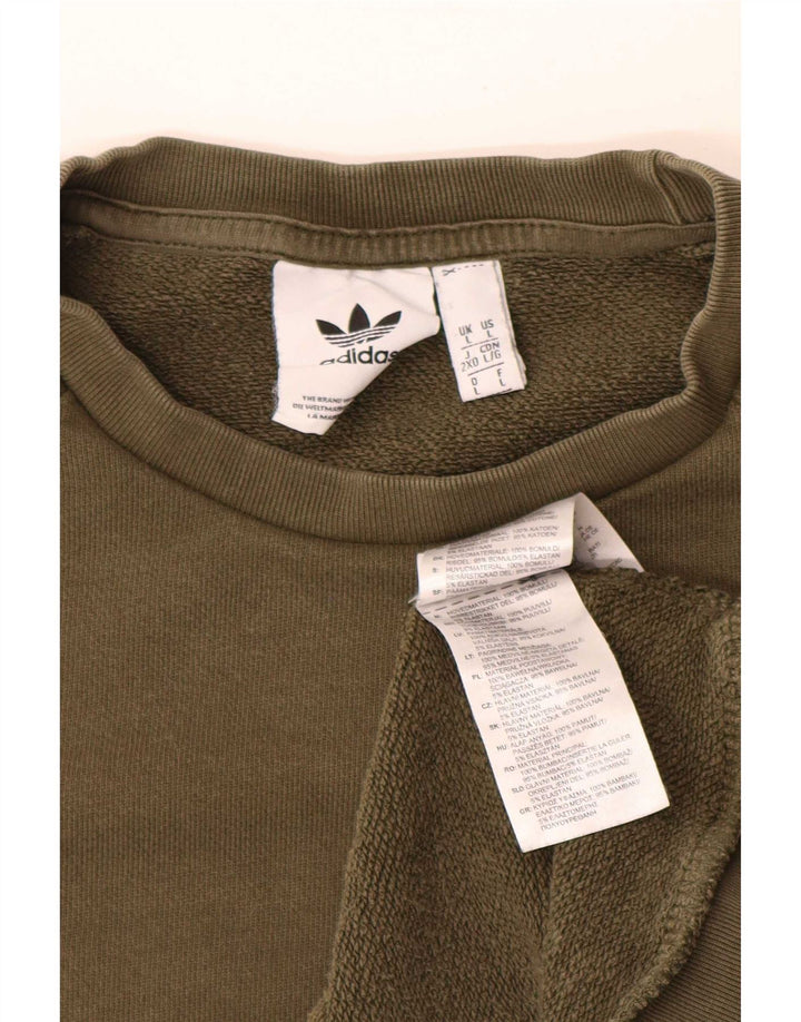 Adidas Hombre Sudadera Jumper Large Caqui Algodón