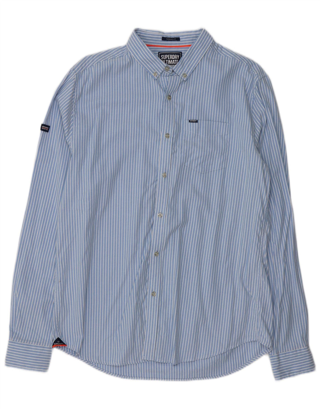 SUPERDRY Camisa Regular Fit Hombre XL Azul Raya diplomática