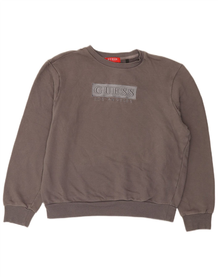 Guess Sudadera de gran tamaño con estampado gráfico para mujer UK 10 Small Grey Cotton