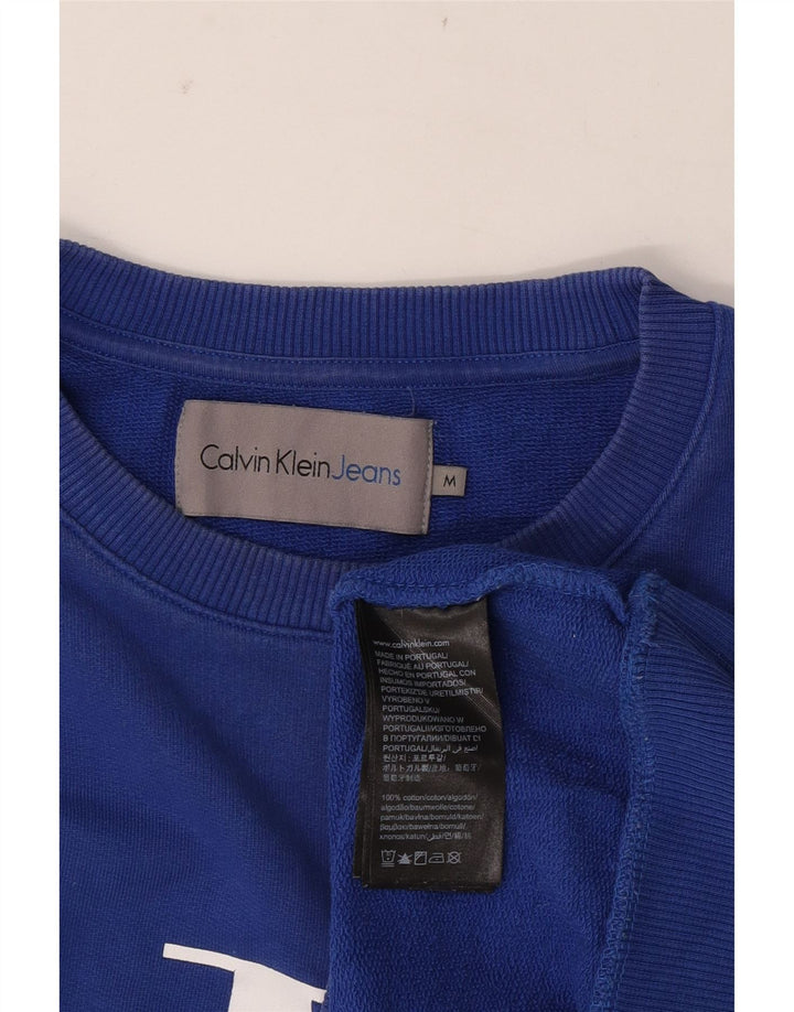 Calvin Klein Jeans Hombre Sudadera Gráfica Jumper Algodón Azul Medio