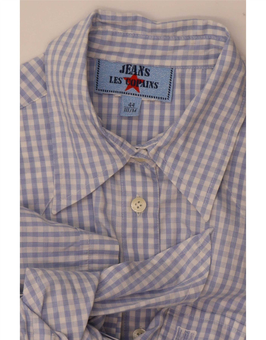 Blusa Mujer Les Copains Manga Corta IT 44 Vichy Azul Medio