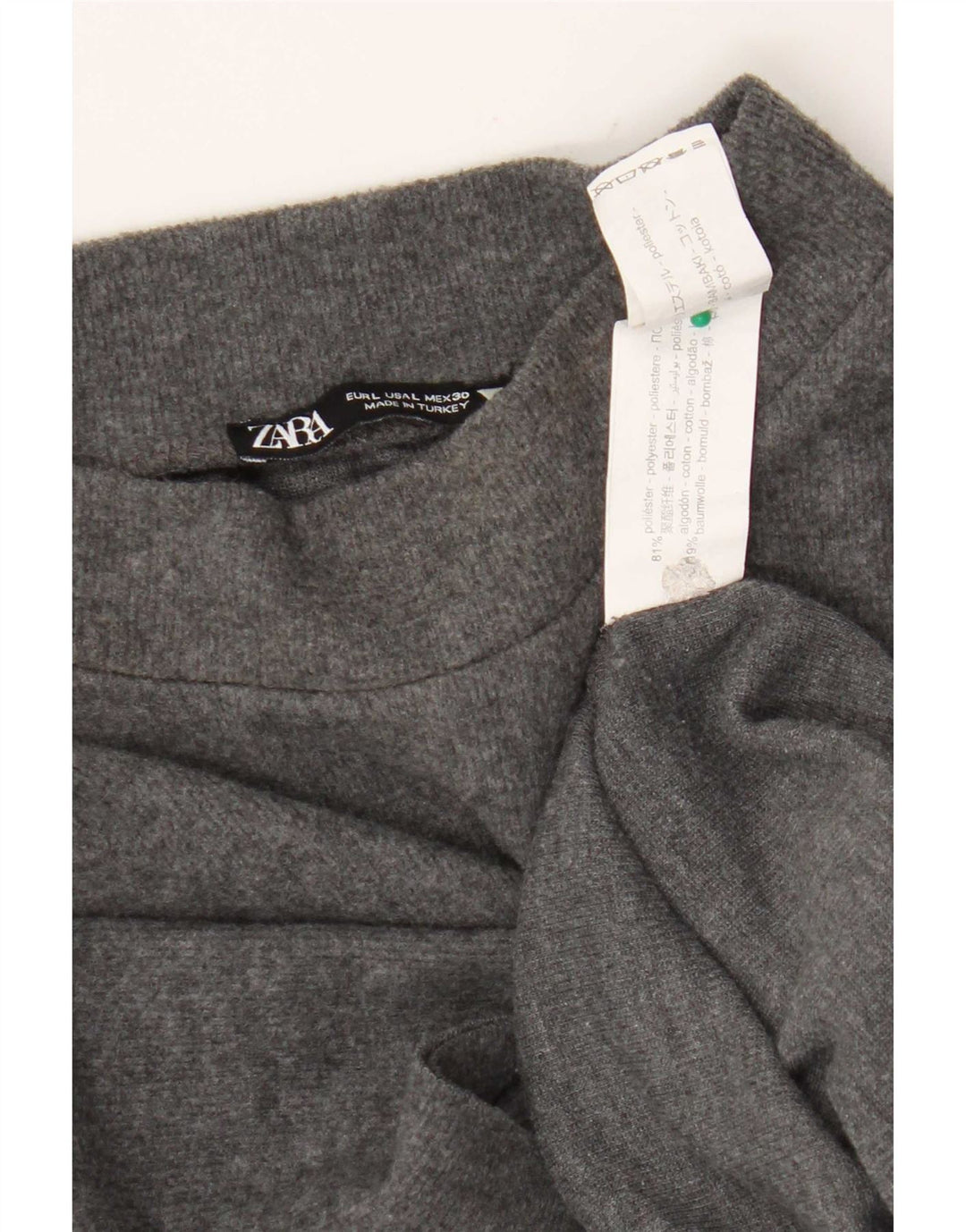 Zara Mujer Camiseta Top UK 44 Grande Gris Poliéster