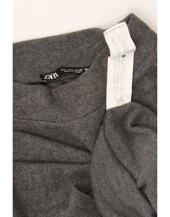 Zara Mujer Camiseta Top UK 44 Grande Gris Poliéster
