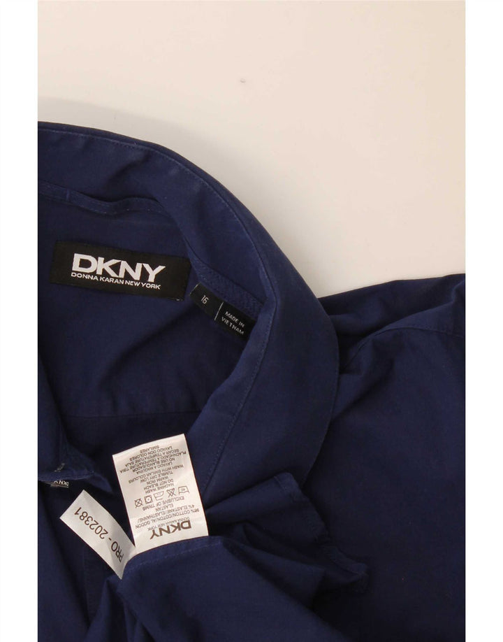 Camisa Dkny para hombre talla 16 grande algodón azul marino