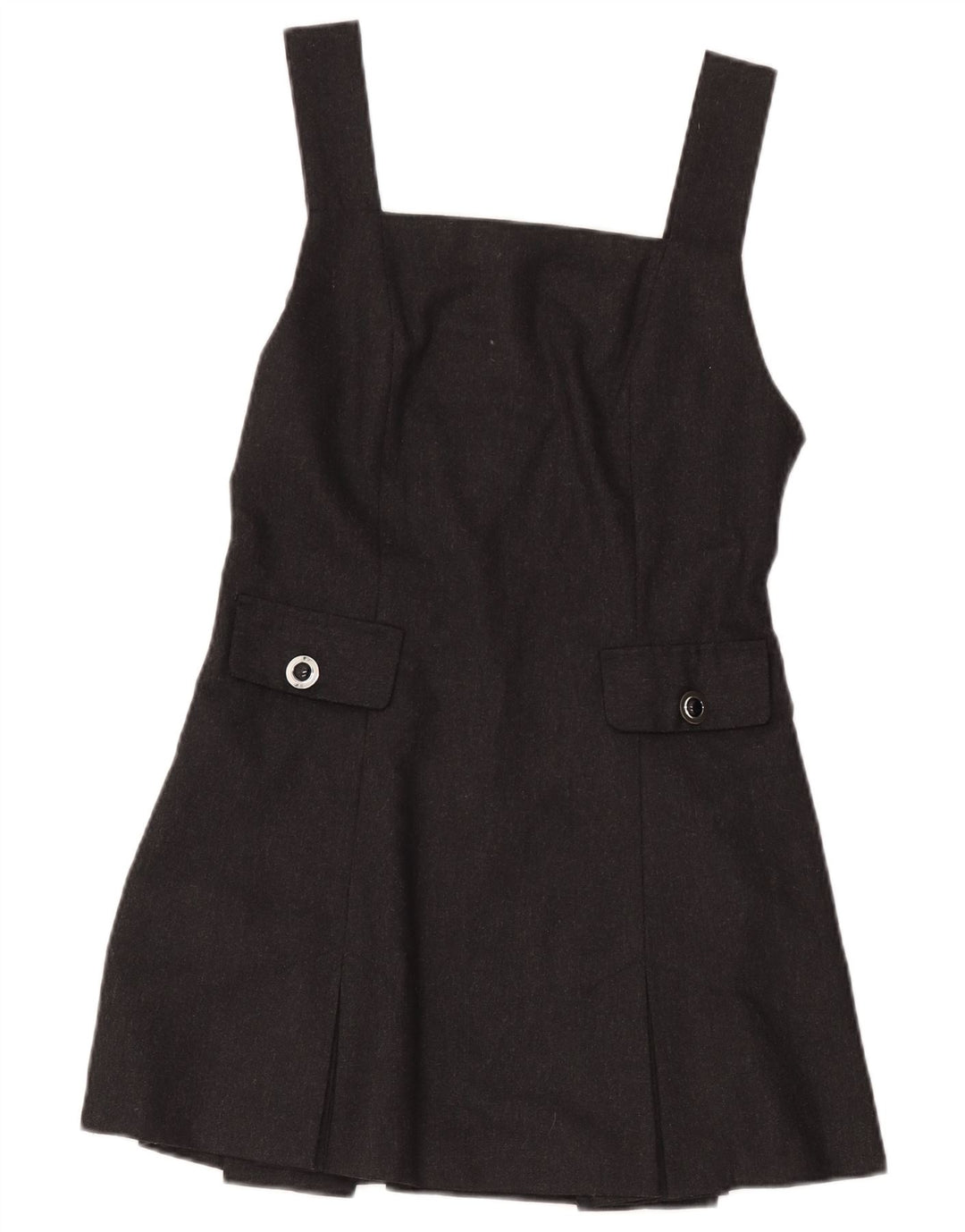 Vintage mujer mini sin mangas una línea vestido IT 44 lana gris medio