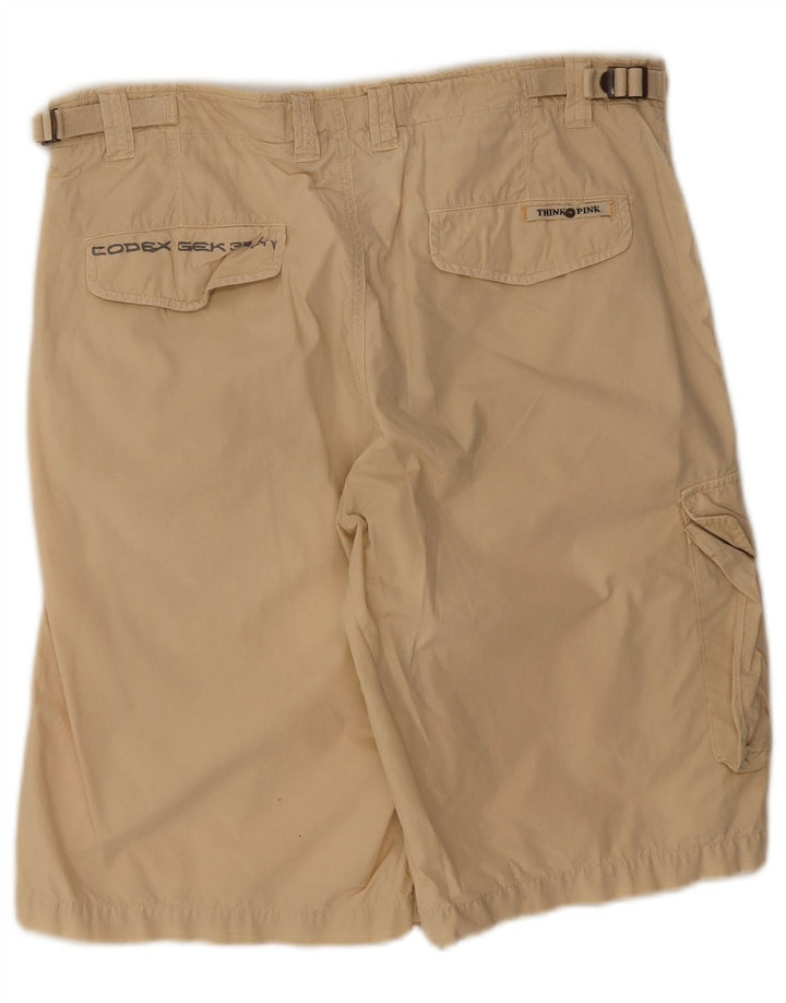 Think Pink Pantalones cortos tipo cargo para hombre IT 50 Large W34 Algodón beige