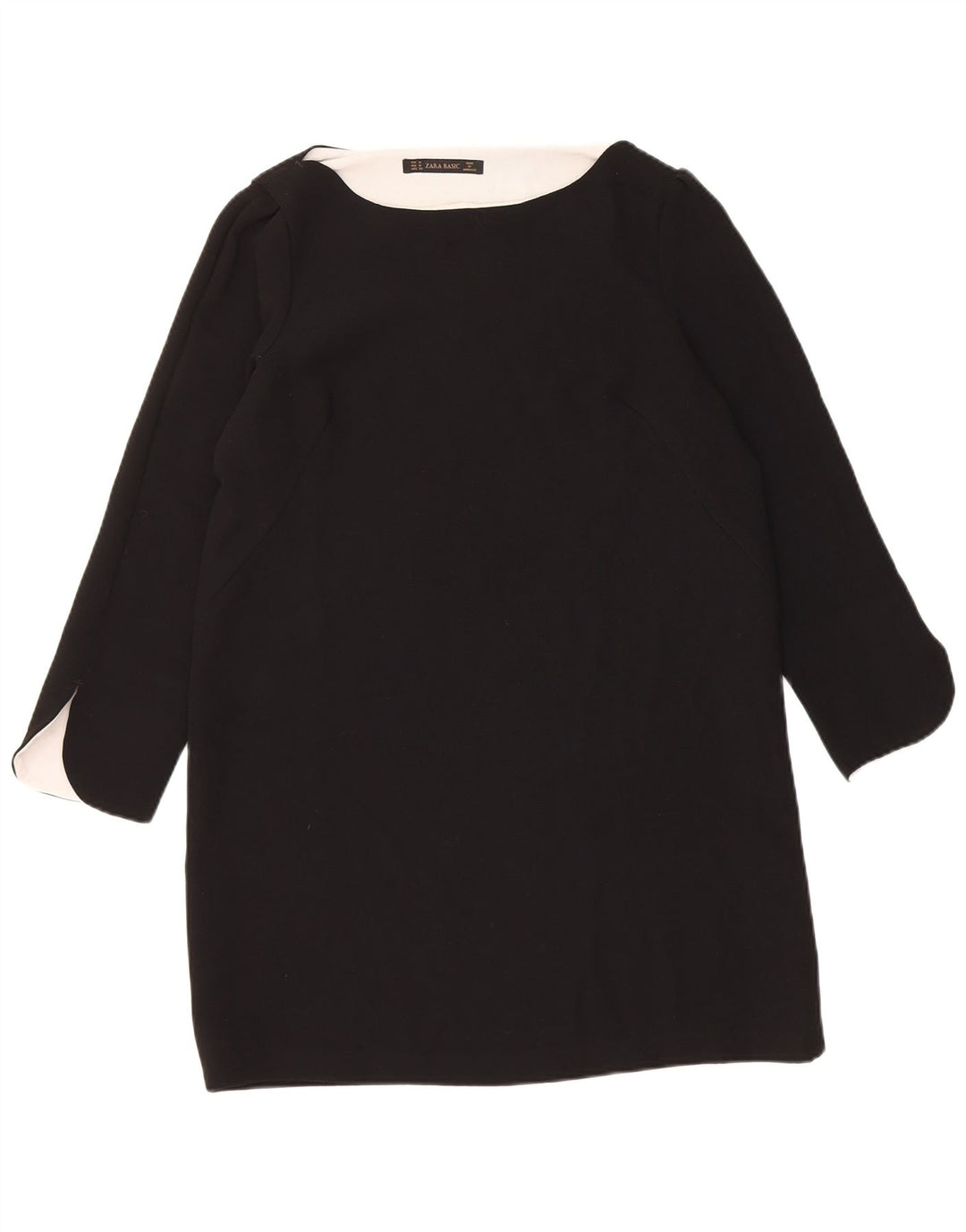 Zara Vestido Túnica De Manga Larga para Mujer UK 40 Mediano Poliéster Negro