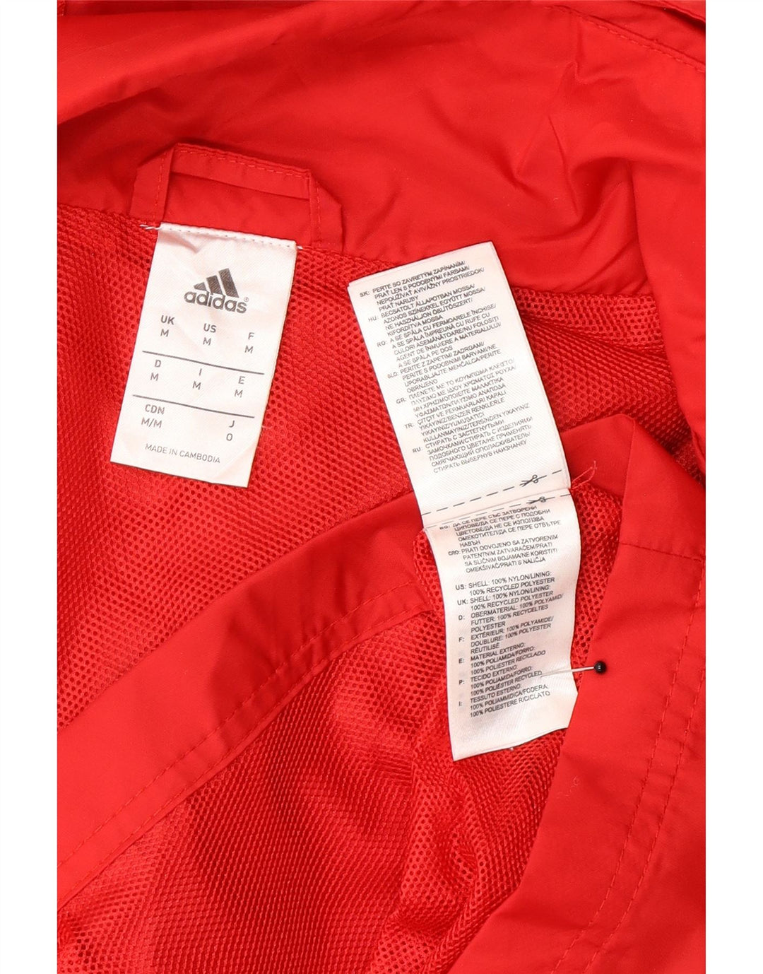 Adidas Chaqueta impermeable con capucha para hombre UK 38 Medium Red Nylon