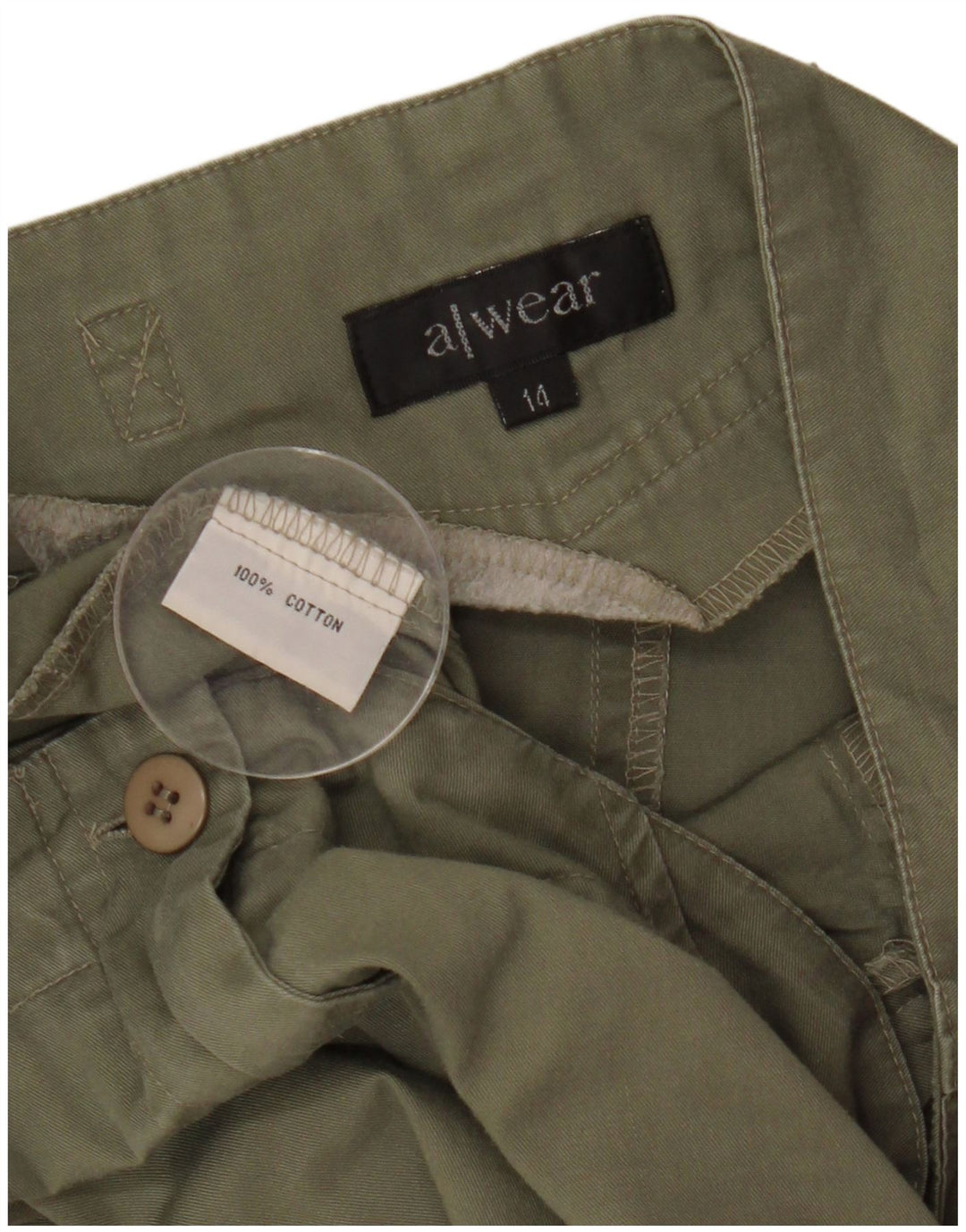 Awear Falda de línea A para mujer US 14 XL W33 Algodón verde