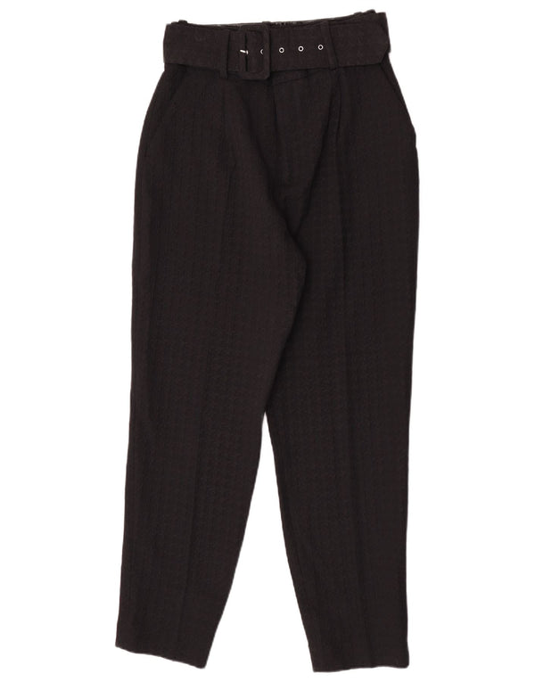 Zara Mujer Pantalones Casuales De Cintura Alta Pequeño W26 L27 Algodón Negro