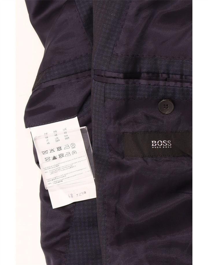 Hugo Boss Chaqueta tipo blazer de 2 botones para hombre IT 48 Medium Azul marino Gingham