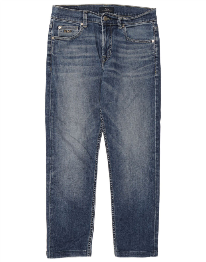 Harmont & Blaine Vaqueros rectos cortos para mujer IT 44 Medium W30 L26 Azul