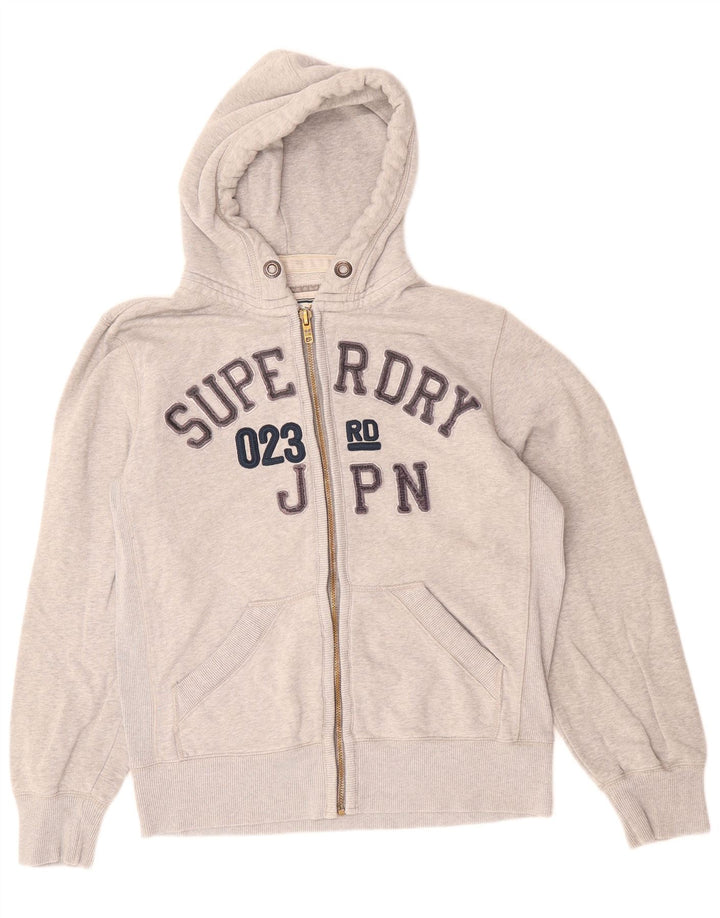 SUPERDRY Suéter con capucha y cremallera gráfica para hombre Algodón gris grande
