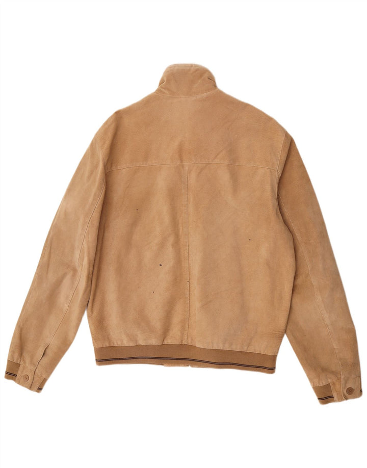 Vintage hombres ante bomber chaqueta IT 50 cuero marrón grande