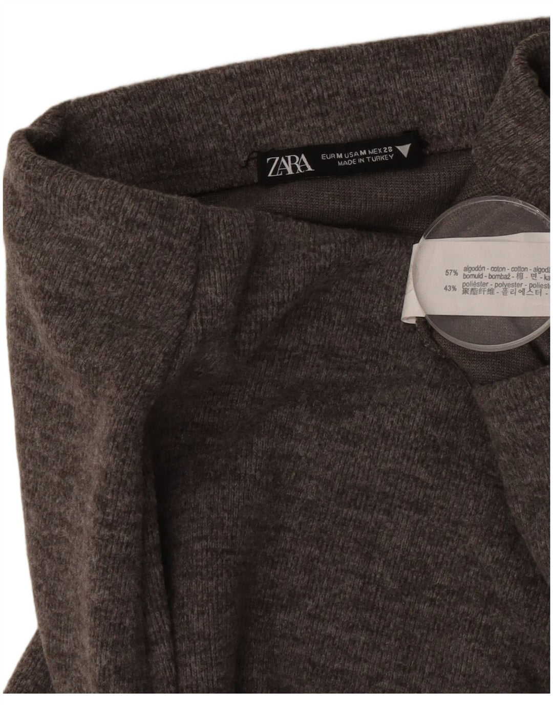 Zara Falda Midi Mediana W28 Gris Algodón
