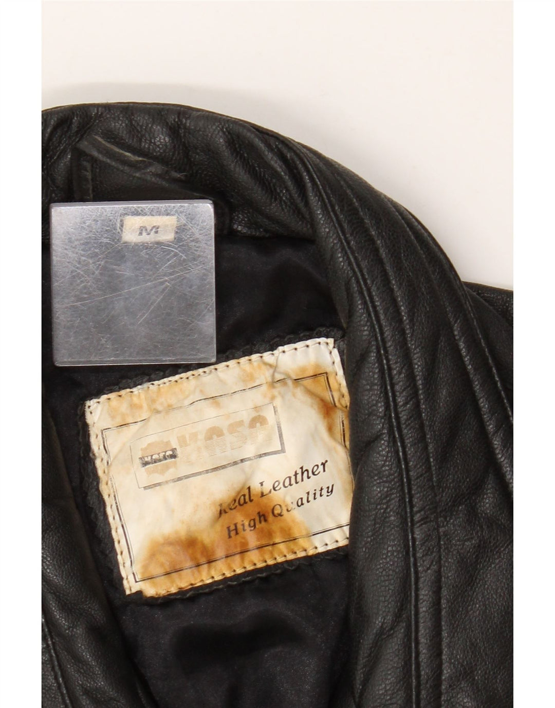 Vintage chaqueta de cuero para hombre Reino Unido 38 cuero negro medio