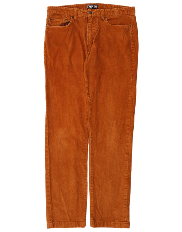 Pantalones rectos de pana para hombre Lands End W34 L33 Algodón marrón
