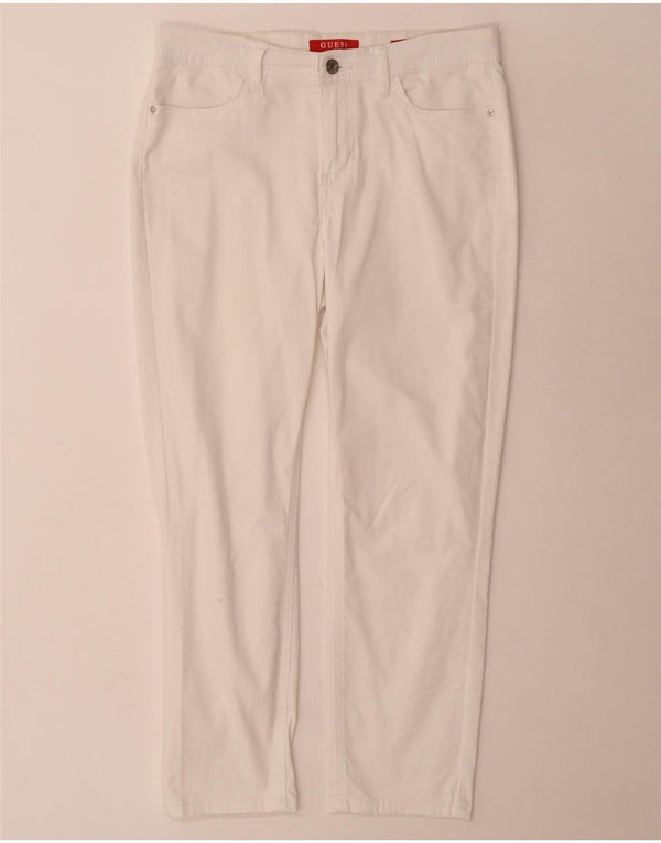 Pantalones Guess Mujer Slim Cropped W28 L25 Algodón Blanco