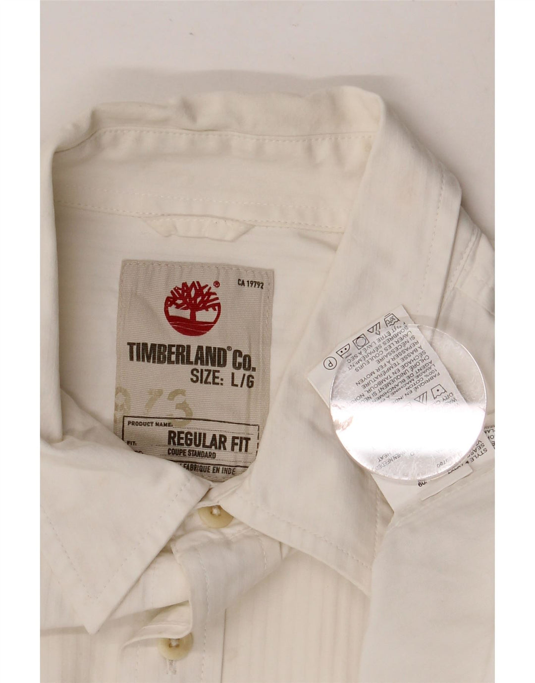 TIMBERLAND Camisa Regular Fit para Hombre Algodón Blanco Grande