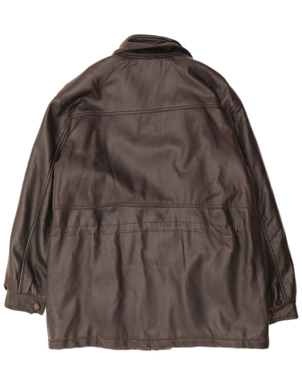 NUTSHELL Abrigo de cuero para hombre UK 40 Large Black