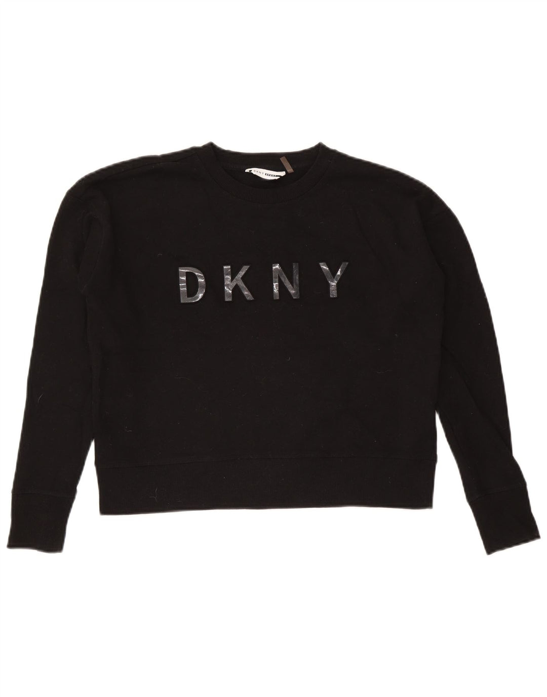 Dkny - Sudadera corta con gráfico de gran tamaño para mujer, talla 10, color negro