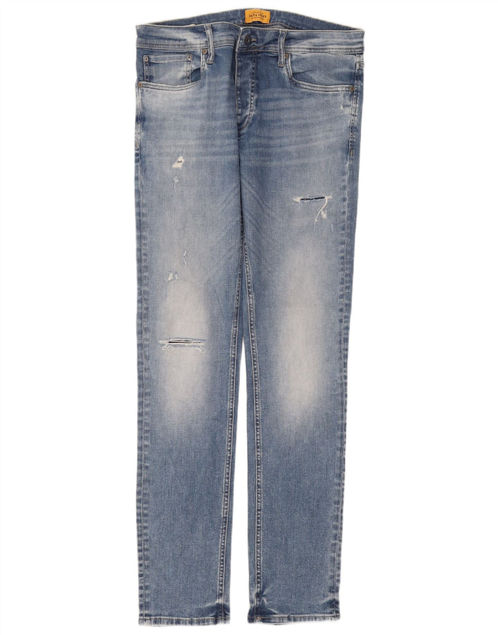 Jack & Jones Vaqueros ajustados desgastados para hombre W33 L34 Algodón azul