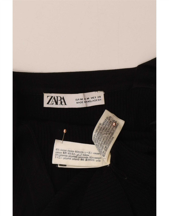 Zara Mujer Crop Cami Top UK 42 Medium Viscosa Negra