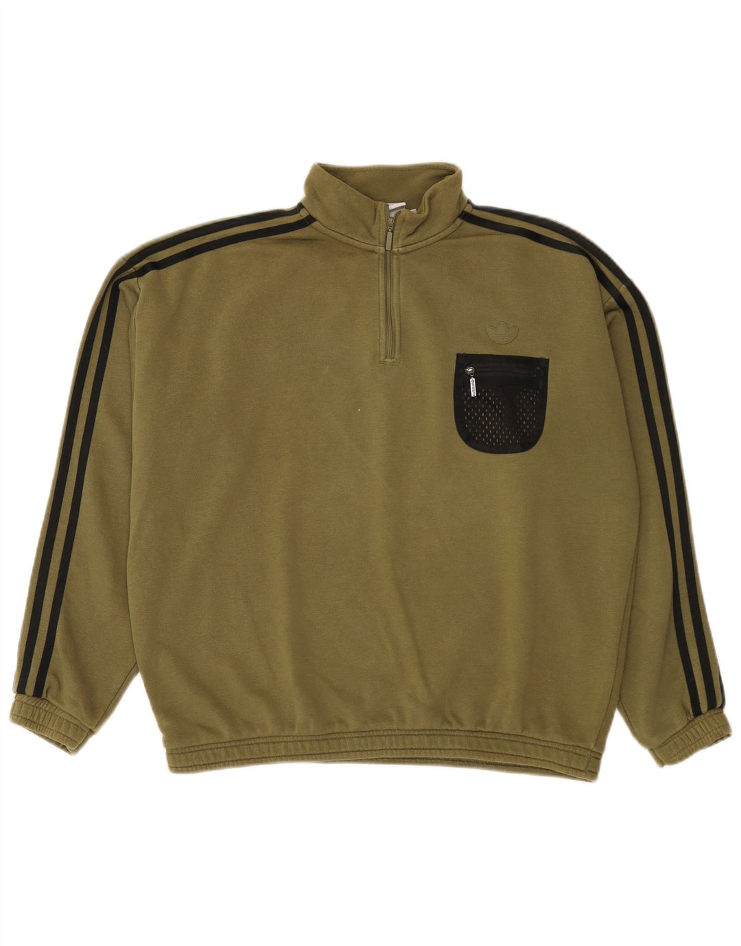 Adidas - Sudadera extragrande con cuello y cremallera para mujer, talla 12, color caqui