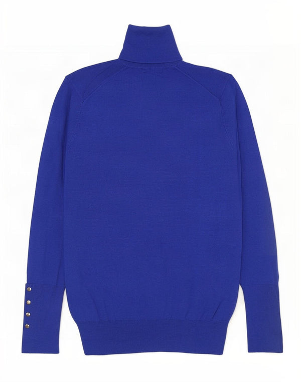 Zara Mujer Roll Neck Jumper Sweater UK 10 Small Blue Viscosa