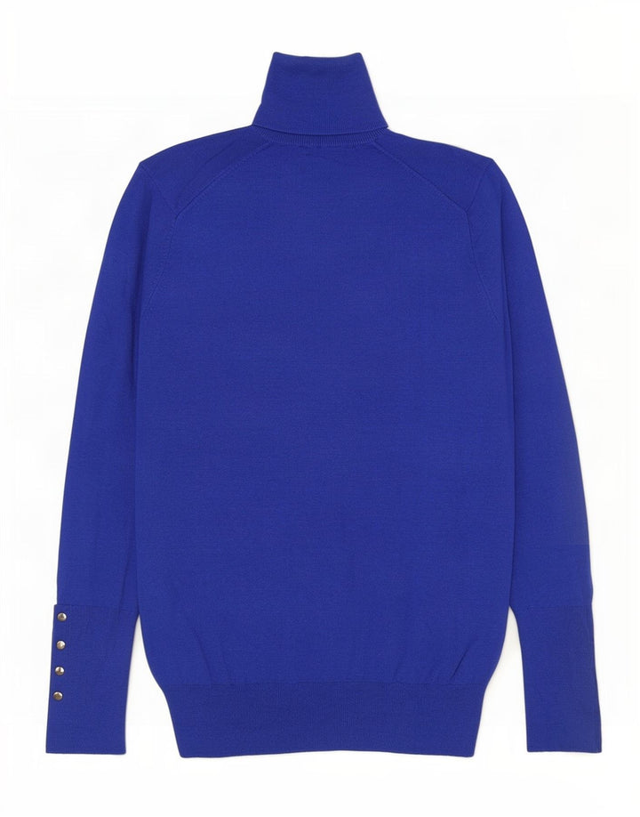 Zara Mujer Roll Neck Jumper Sweater UK 10 Small Blue Viscosa