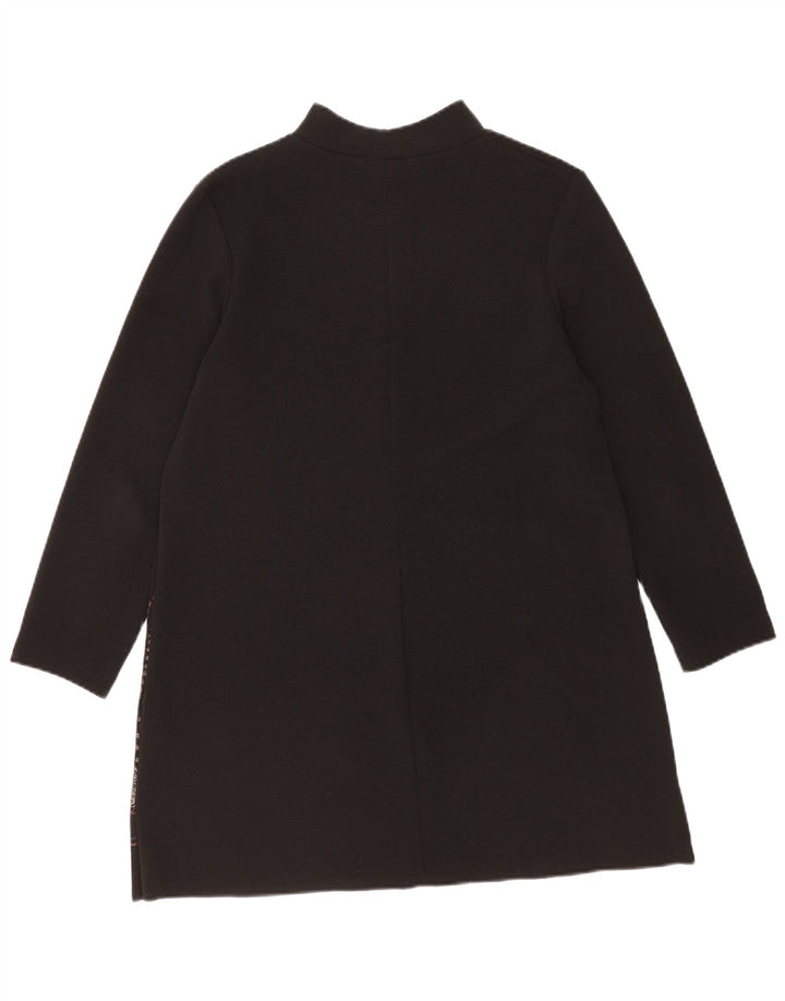 Zara Vestido recto de manga larga para mujer UK 44 Poliéster floral negro mediano