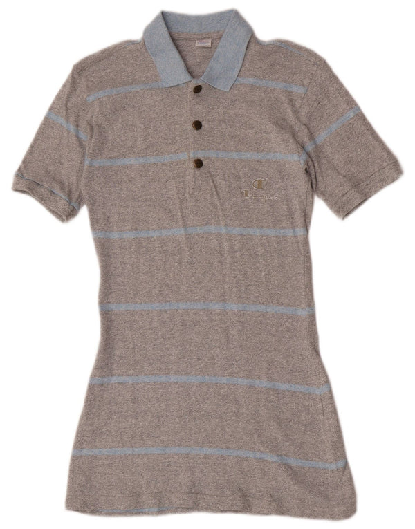 Champion Vestido Polo Para Mujer UK 42 Algodón A Rayas Gris Medio
