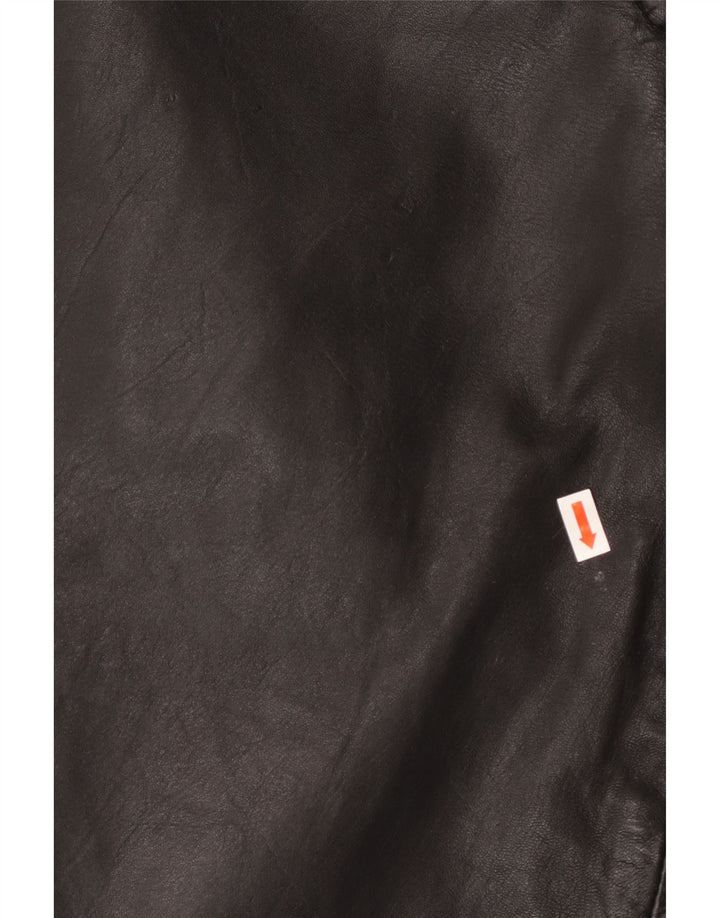 VINTAGE Pantalones de cuero con corte de bota para mujer Reino Unido 12 Medio W30 L32 Negro