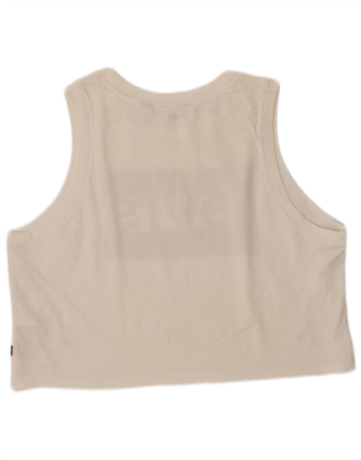 LEVI'S Top sin mangas con gráfico corto para mujer UK 46 Grande Algodón blanco roto