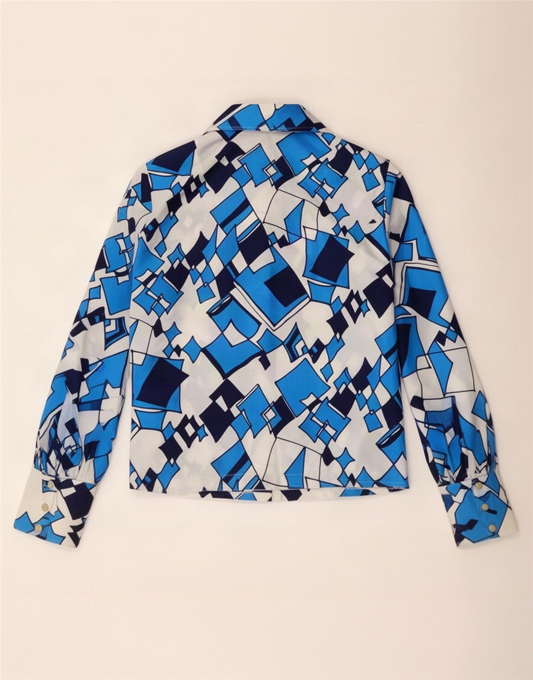 Blusa vintage para mujer IT 44 Azul medio Geométrico