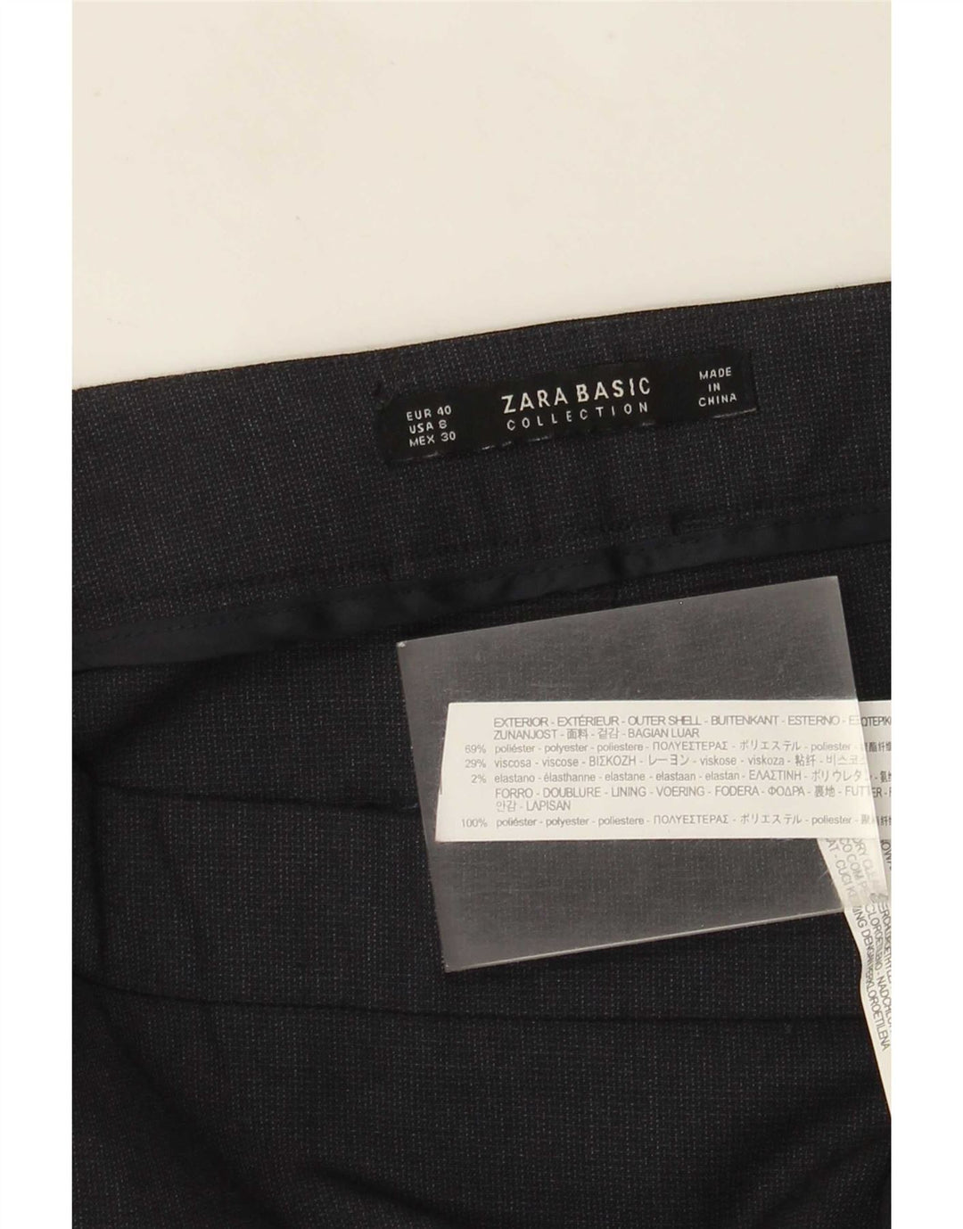 Zara Mujer Pantalón Chino Slim EU 40 Medium W30 L27 Azul Marino Poliéster