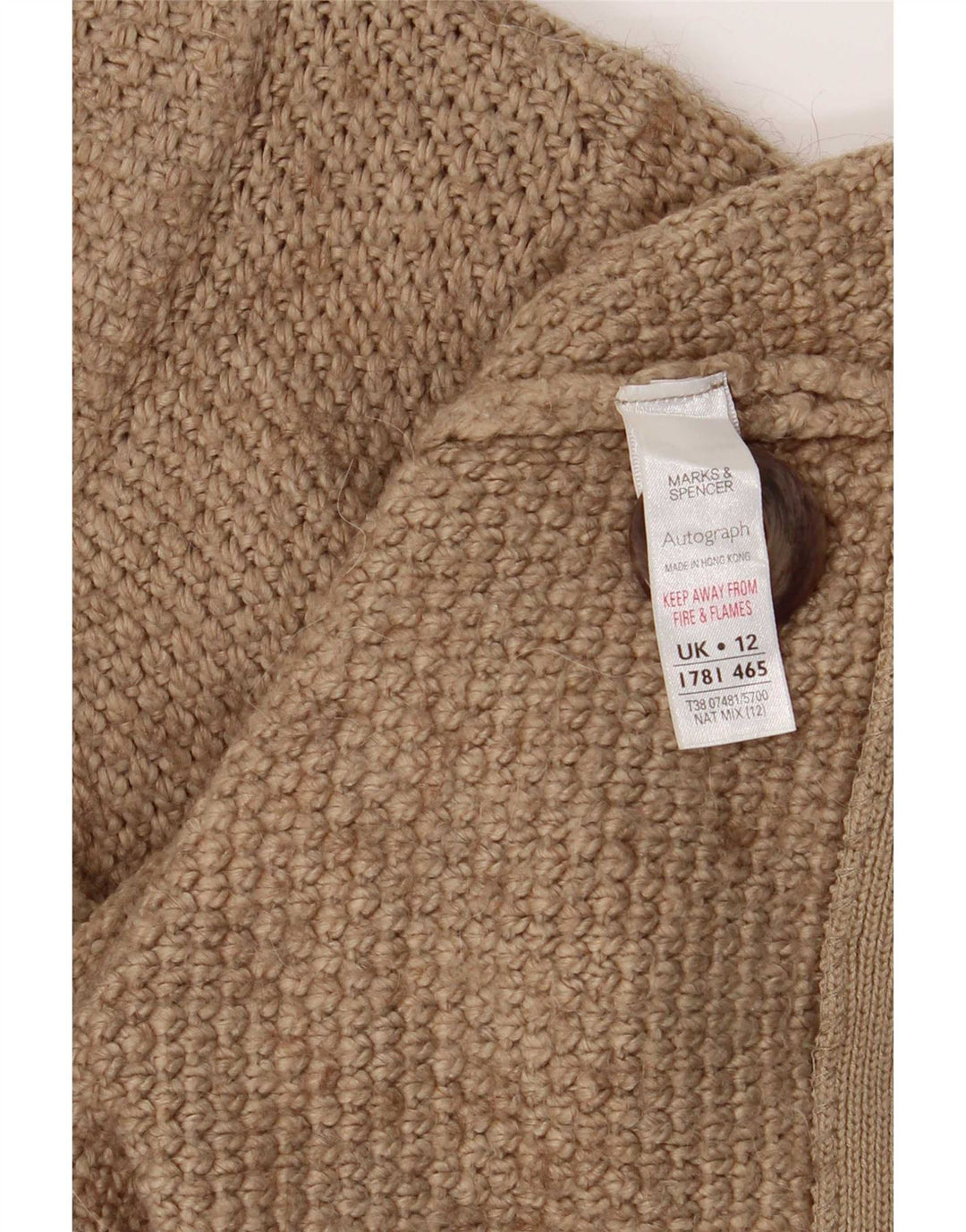 Marks & Spencer - Cárdigan de manga 3/4 para mujer, talla 40, color beige medio