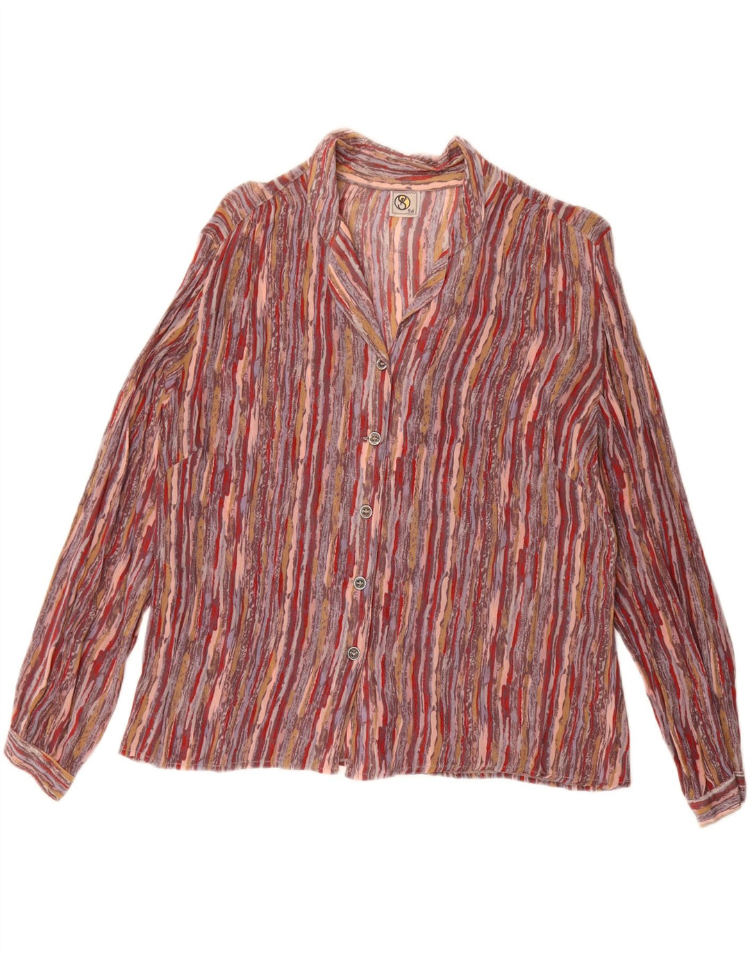 Blusa vintage para mujer IT 54 3XL rayas multicolores