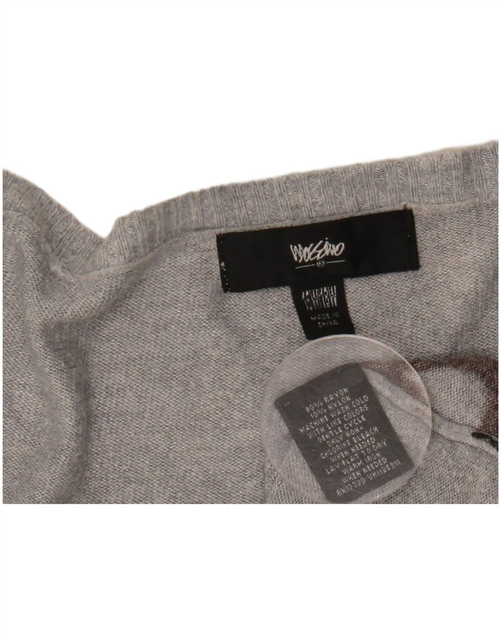 MOSSIMO Suéter Corto con Cuello Barco para Mujer UK 40/40 Grande Gris Floral