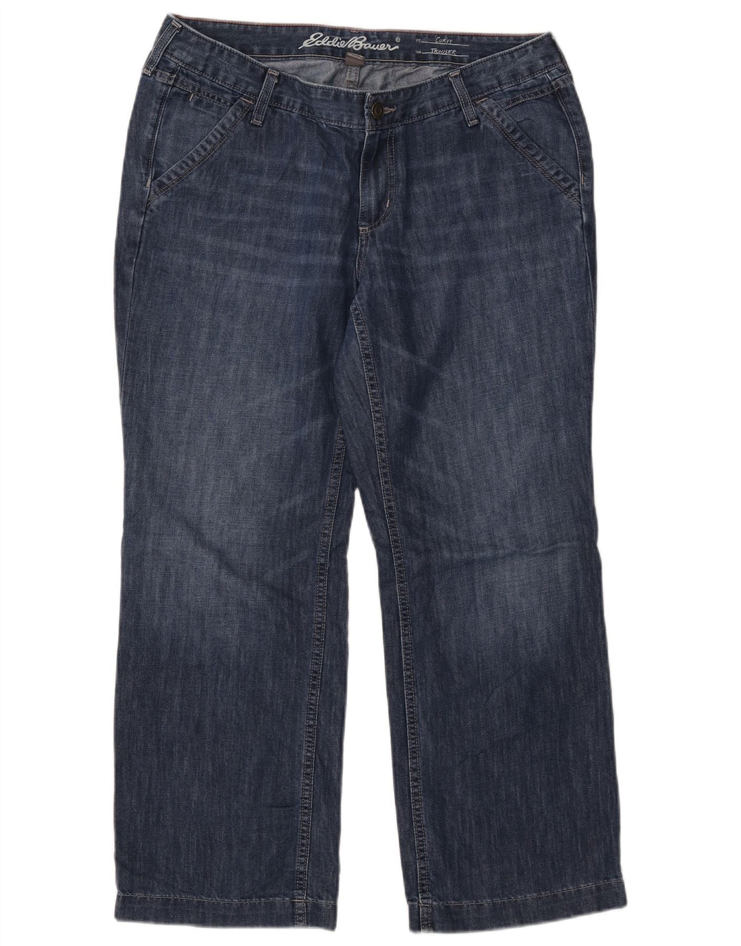 Eddie Bauer Jeans rectos con curvas para mujer US 12 Grande W35 L27 Algodón azul